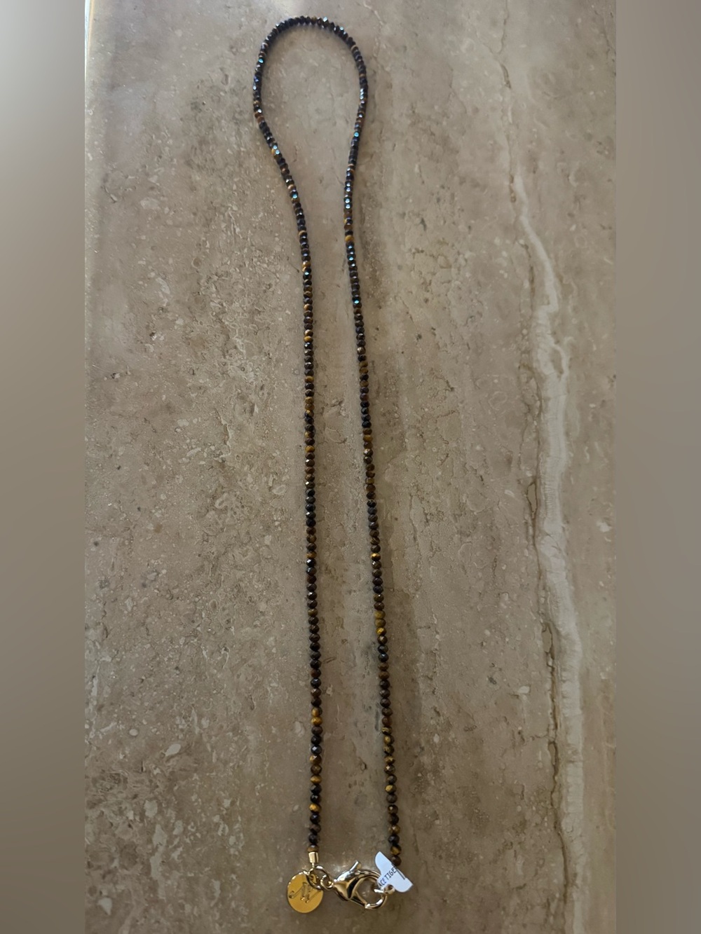 Jane Win Double Wrap Diamond Cut Beaded Necklace in Tigers Eye - Picture 10 of 11